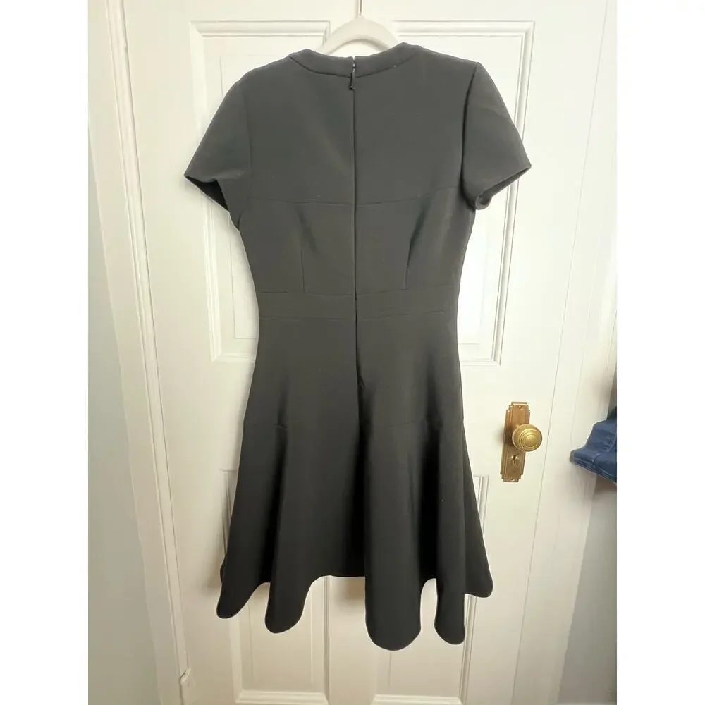 Kate Spade New York Black Jazz Things Up Fit and Flare Crepe Dress Womens 4 Midi